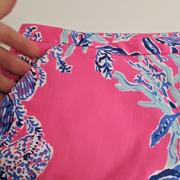 Lilly Pulitzer Adie Pink and Blue Side Zip Four Pocket Women's Short Shorts Sz 6 - Picture 5 of 14